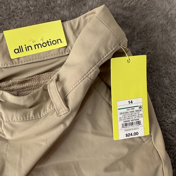 All In Motion Khaki Golf Pants Youth Boys Girls size 14 Adjustable Waist - Picture 2 of 4